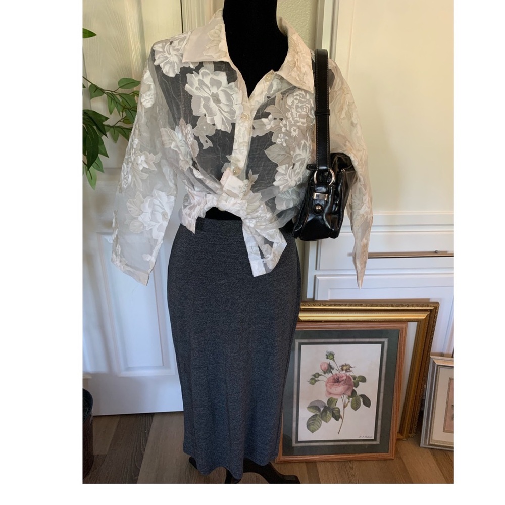 White floral chiffon blouse